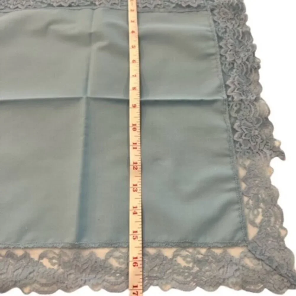 SALE!! 2 for $15 VTG Shabby Chic Baby Blue Fabric‎ Dinner Napkins Lace 17x17